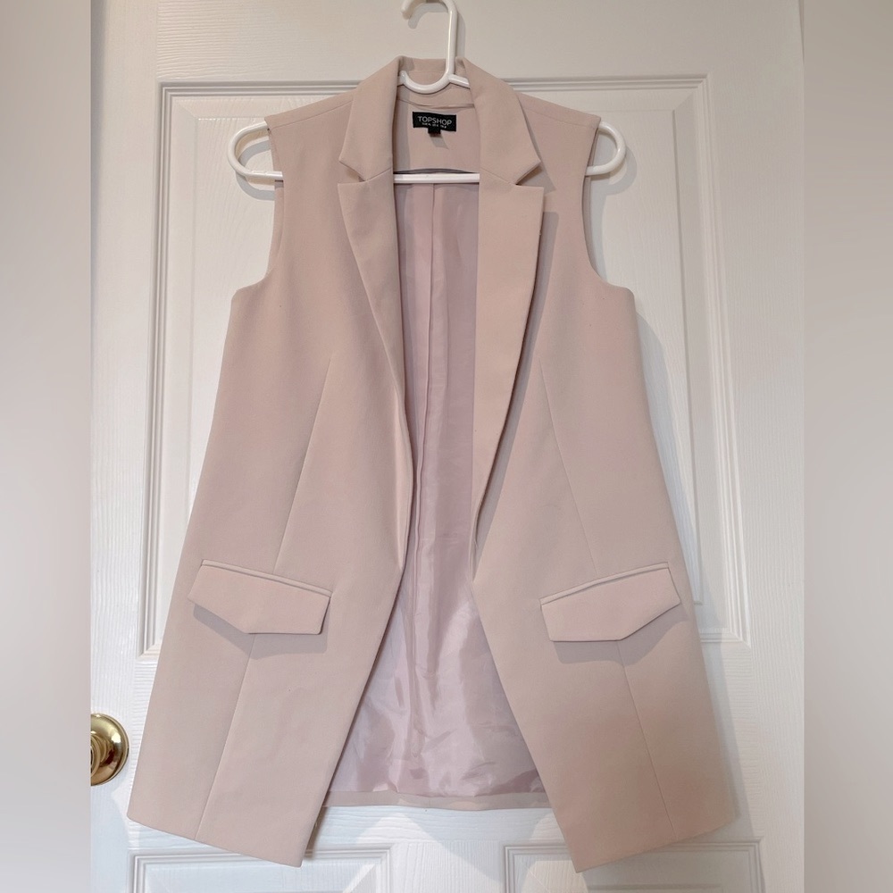 Topshop Sleeveless Duster with Collar and Pockets